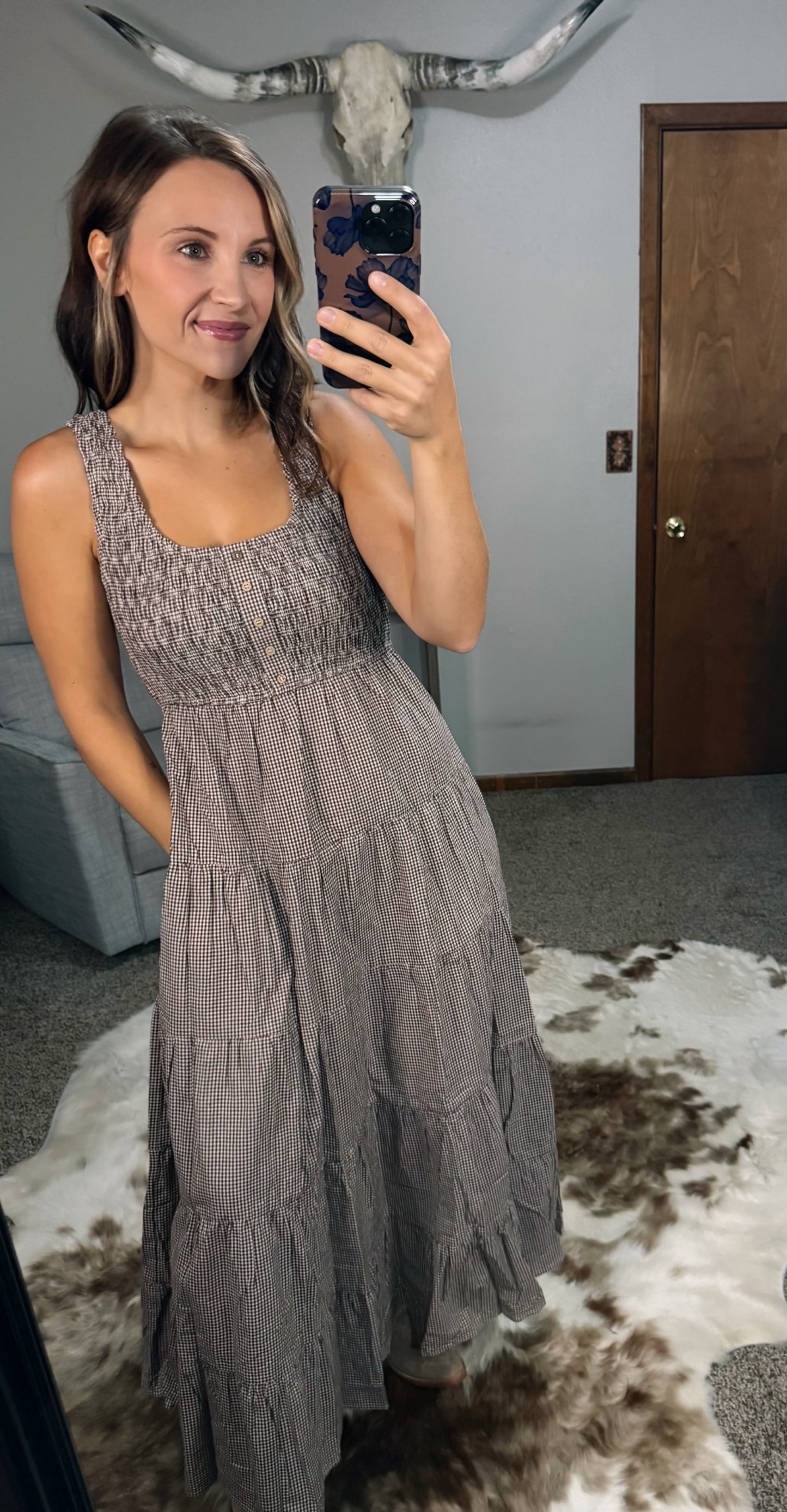 Plaid Tiered Midi Dress