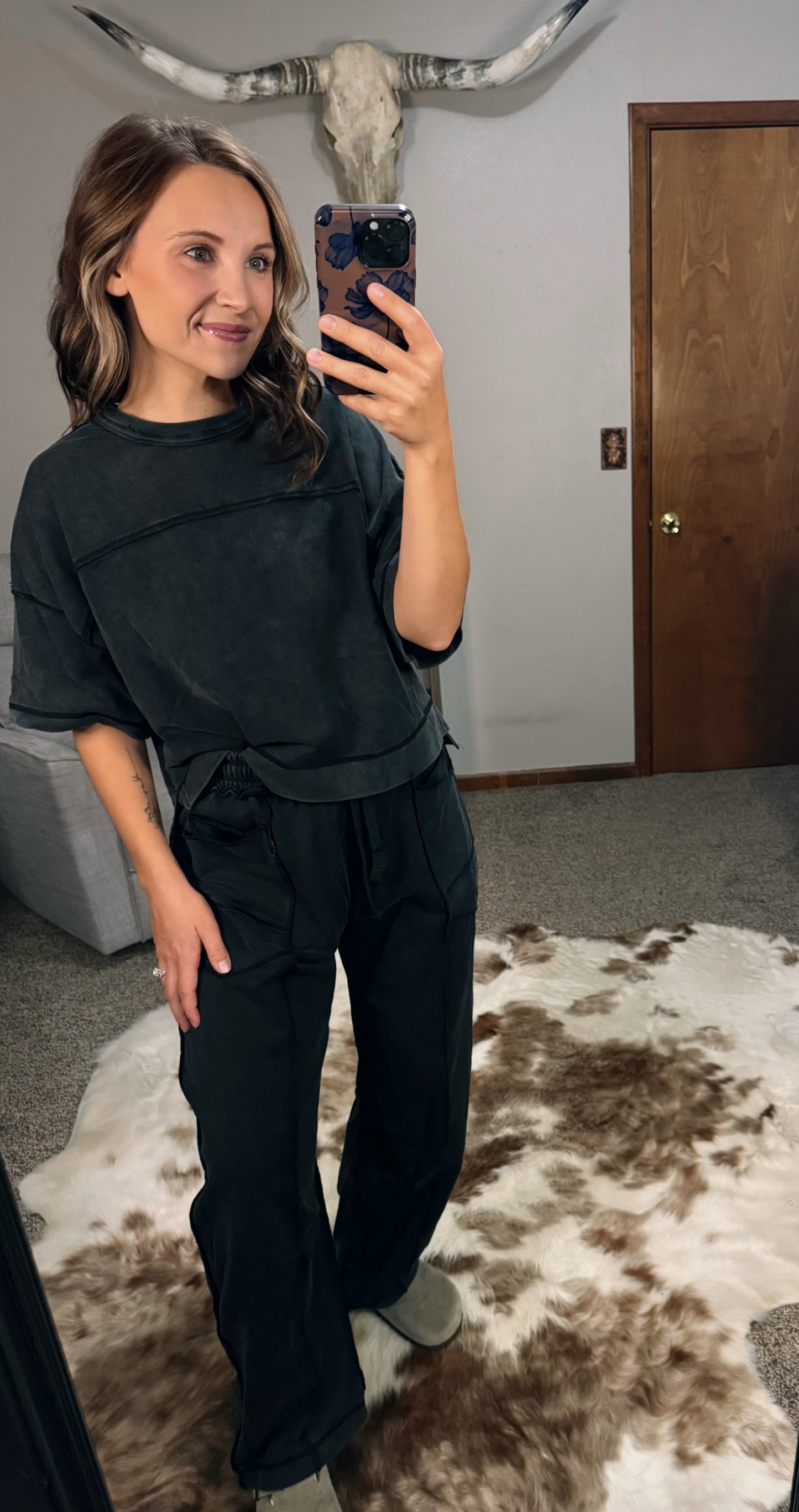 Mineral Washed Barrel Pants Set