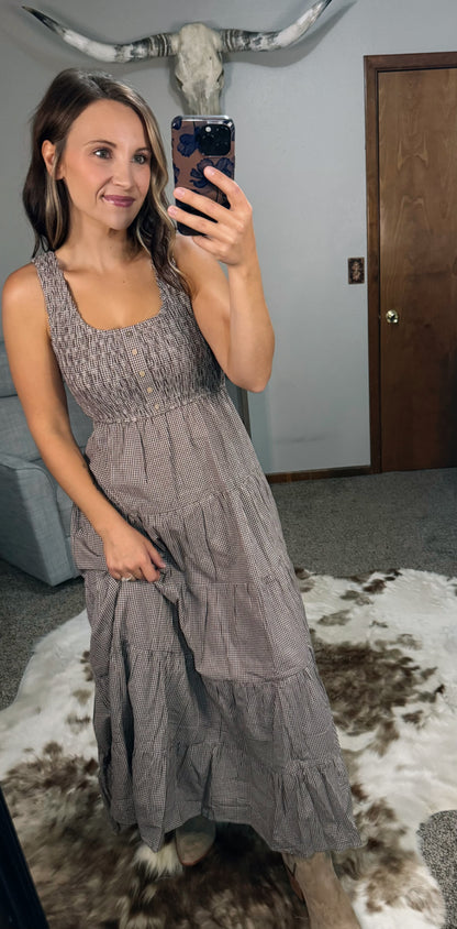 Plaid Tiered Midi Dress