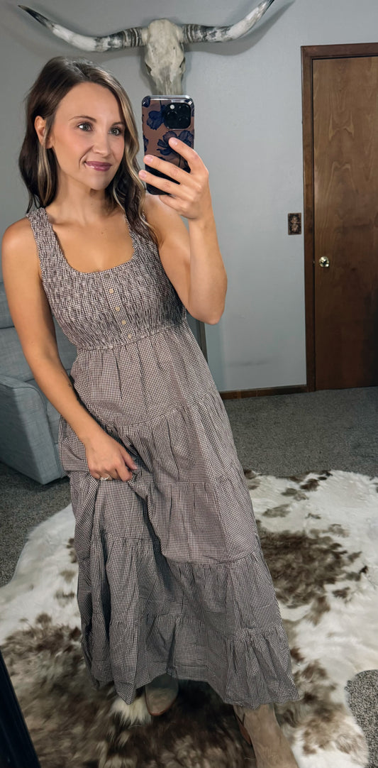 Plaid Tiered Midi Dress