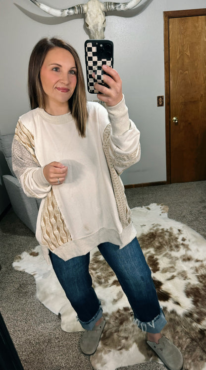 Mixed Fabric Sweater