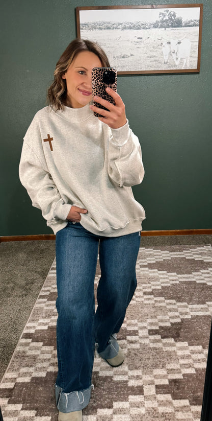 Cross Mock Neck Sweatshirt