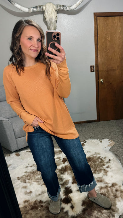Washed Thermal Tunic – Apricot Crush