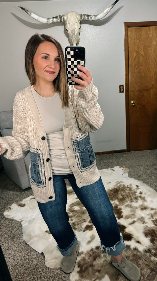 Knit Denim Cardigan