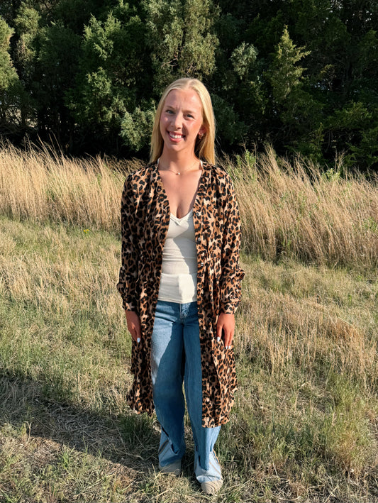 Leopard Print Button Front