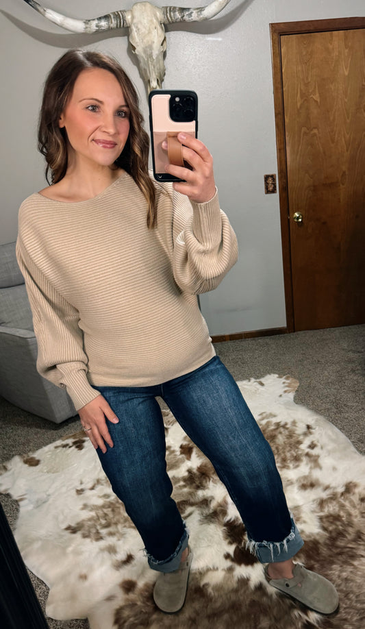 Ribbed Dolman Sweater