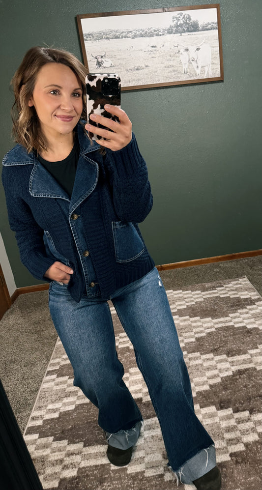 Denim & Knit Combo Jacket