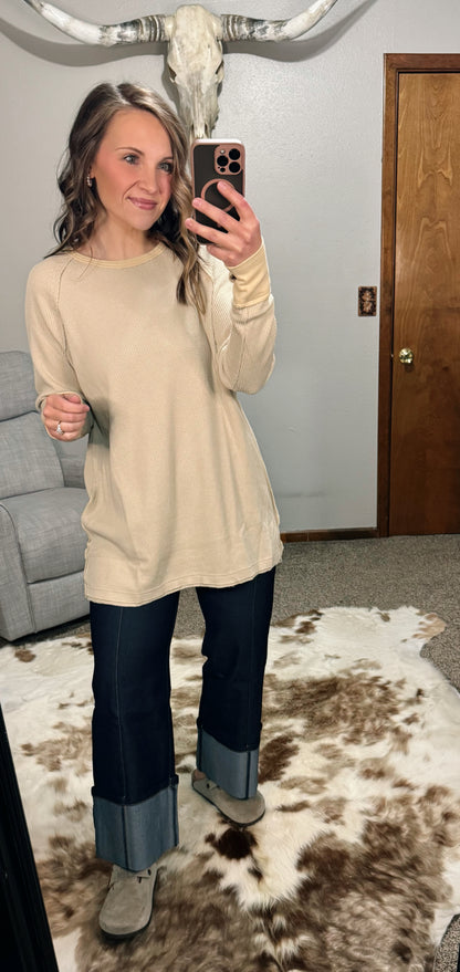 Cuff Detail Denim Pants