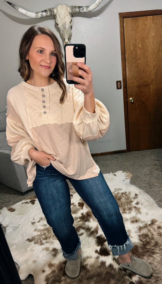 Thermal Contrast Top - Cream & Beige