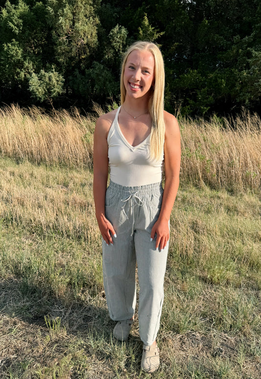 Comfort Striped Barrel Pants