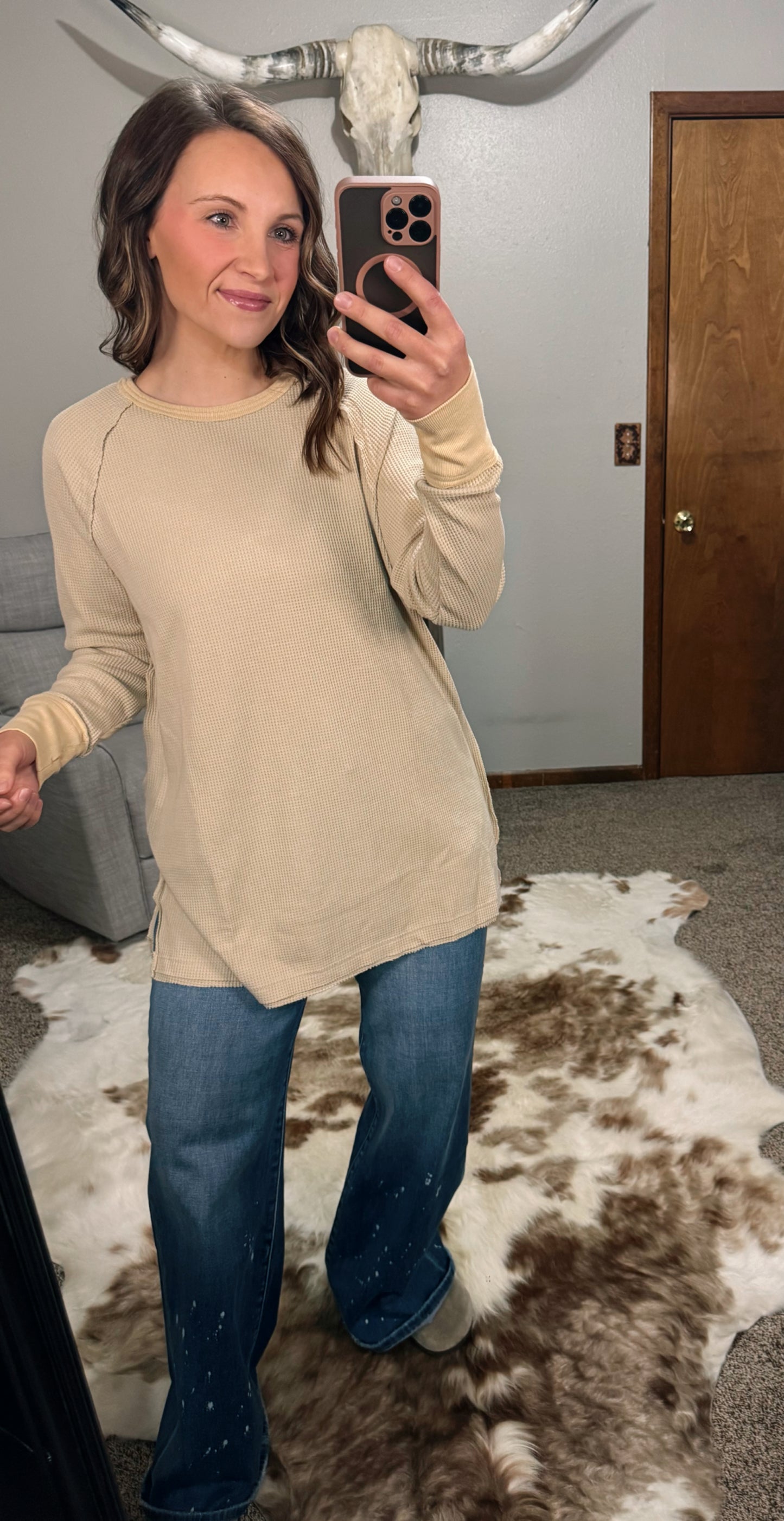 Washed Thermal Tunic - Oatmeal