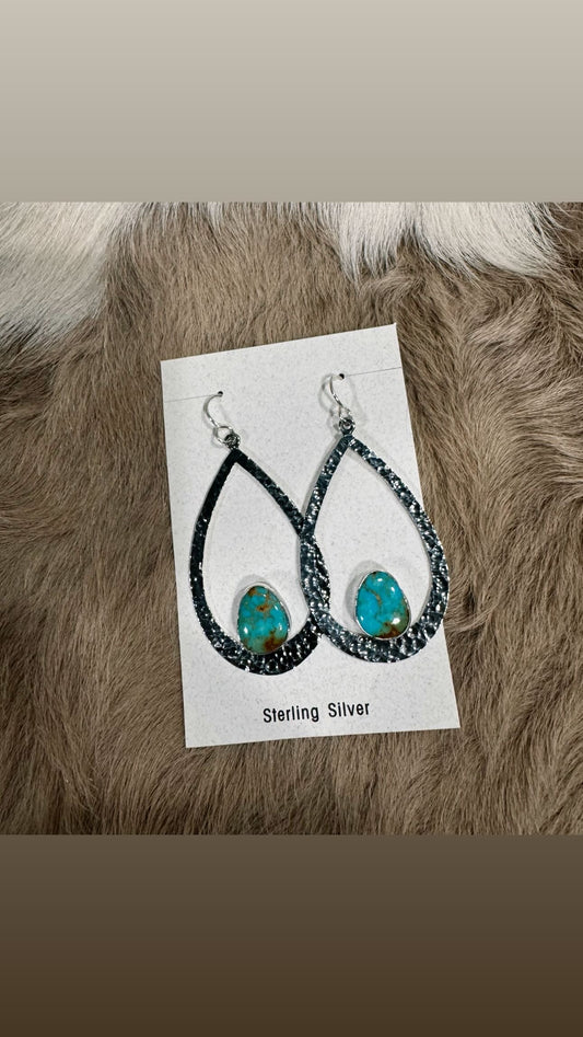 Sterling Silver & Turquoise Teardrop Earrings #1