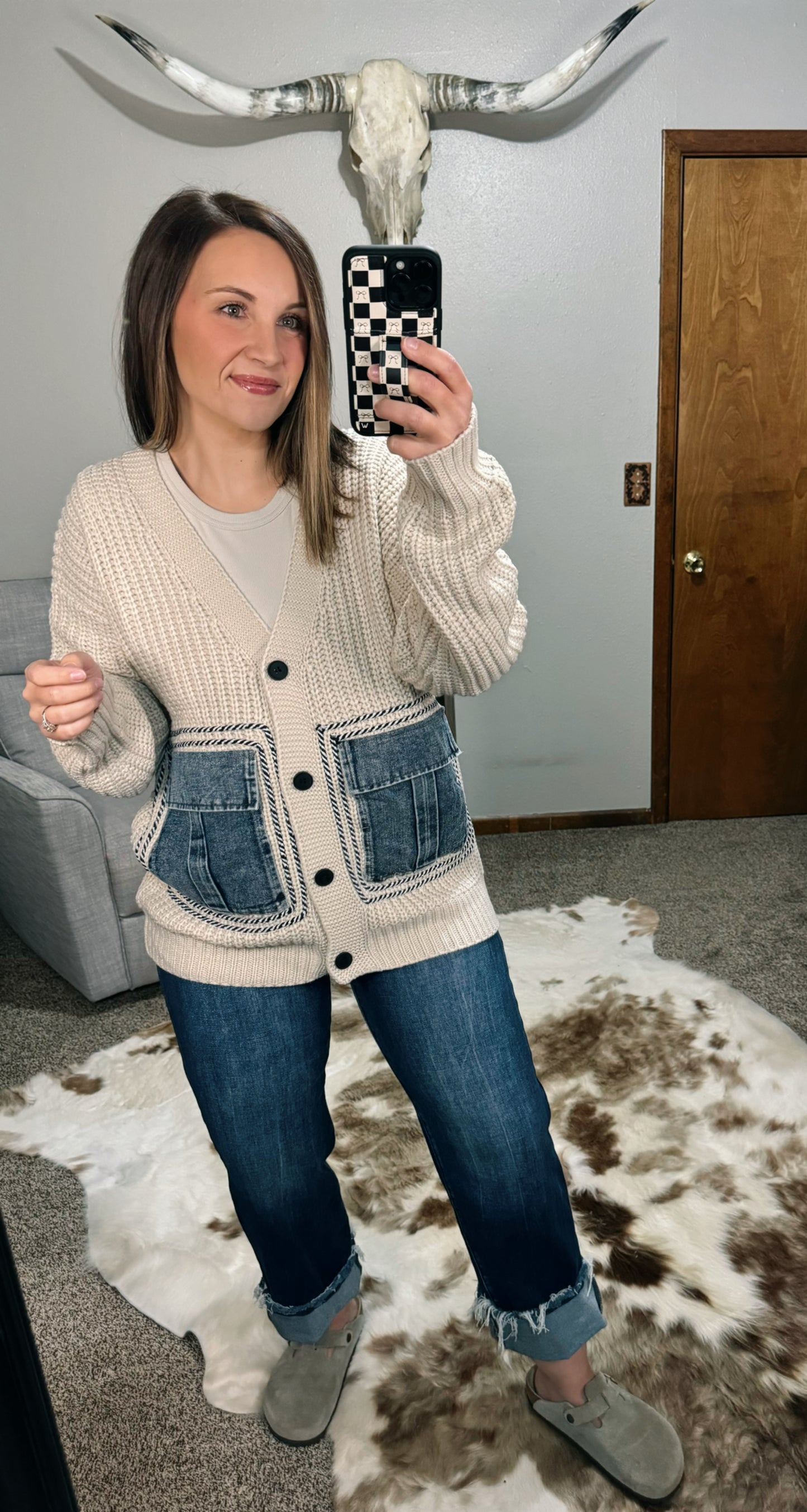 Knit Denim Cardigan