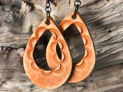 Hand Tooled Open Tear Drop Earrings