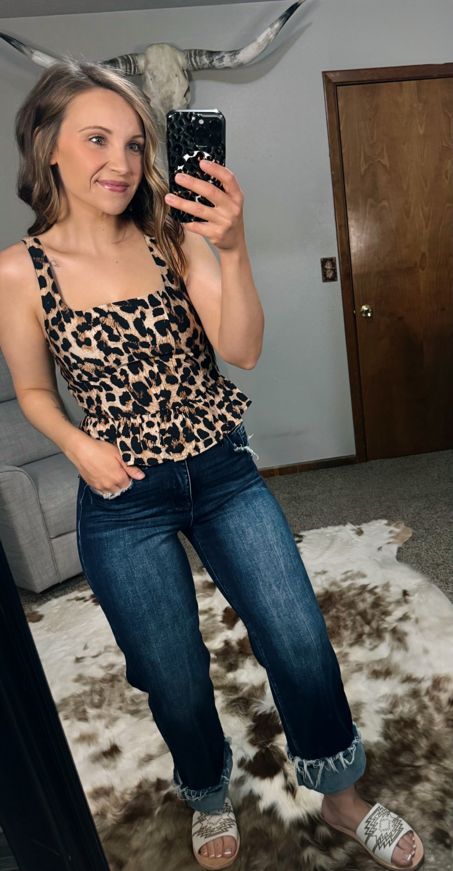Leopard Ruffle Tank
