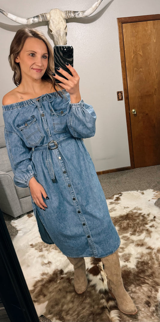 Belted Denim Dress
