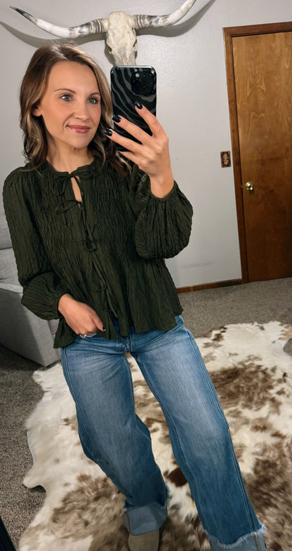 Textured Smocking Blouse