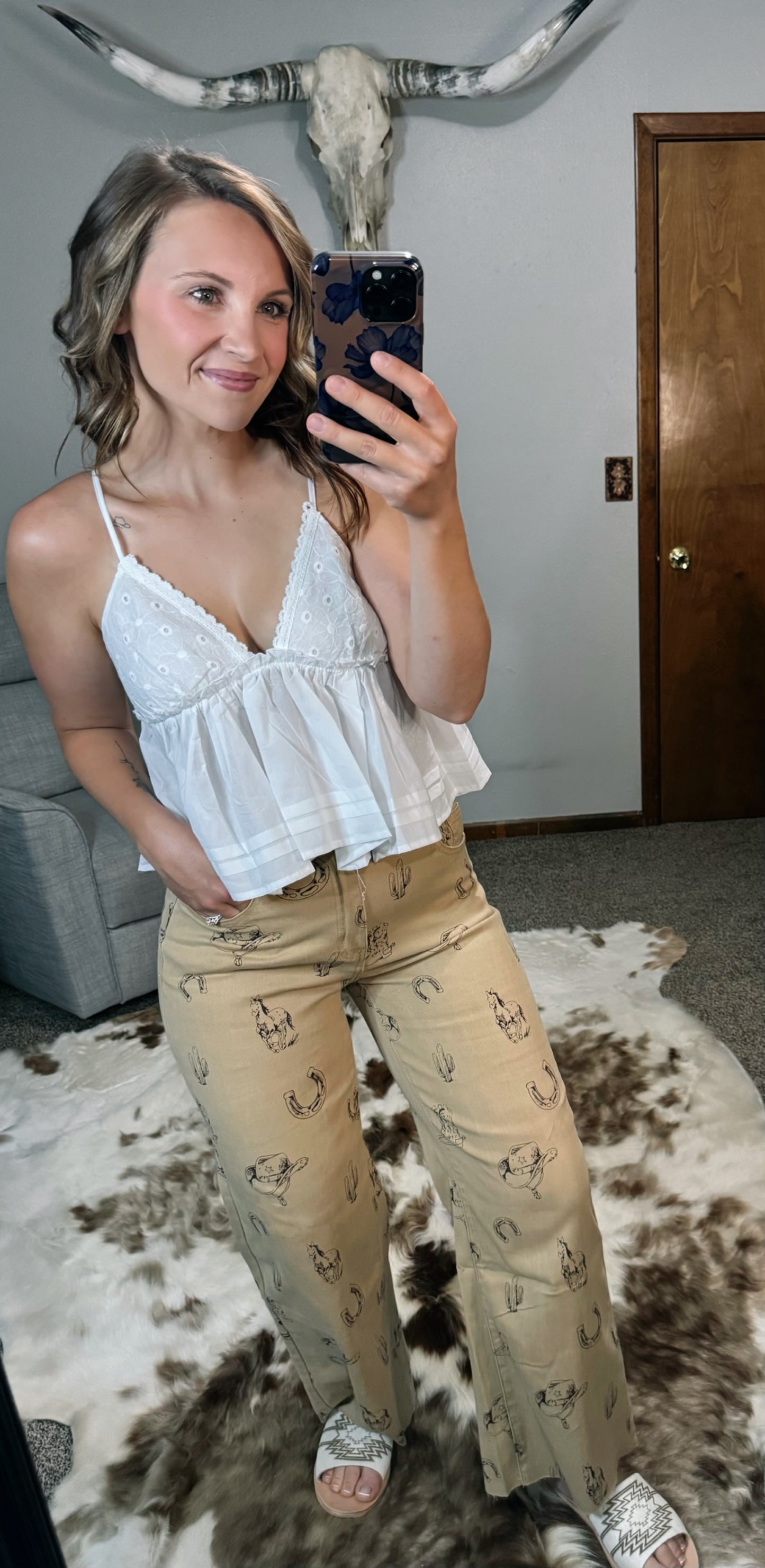 Lace Trim Ruffle Tank