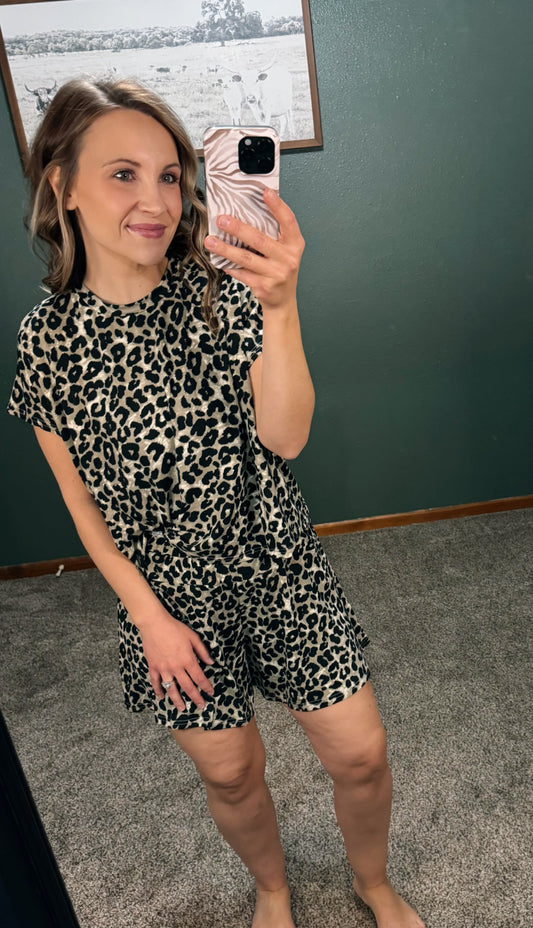 Leopard Top & Shorts Set