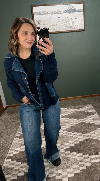 Denim & Knit Combo Jacket