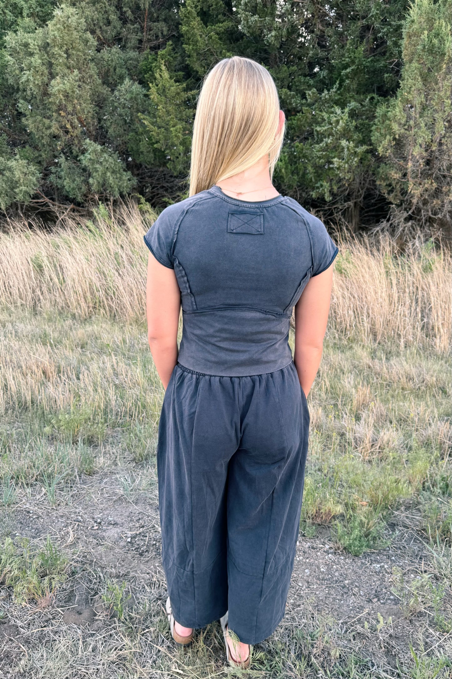 Mineral Washed Wide Leg Pants