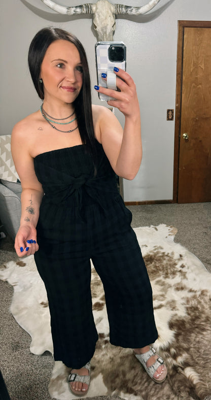 Faded Checkered Jumpsuit