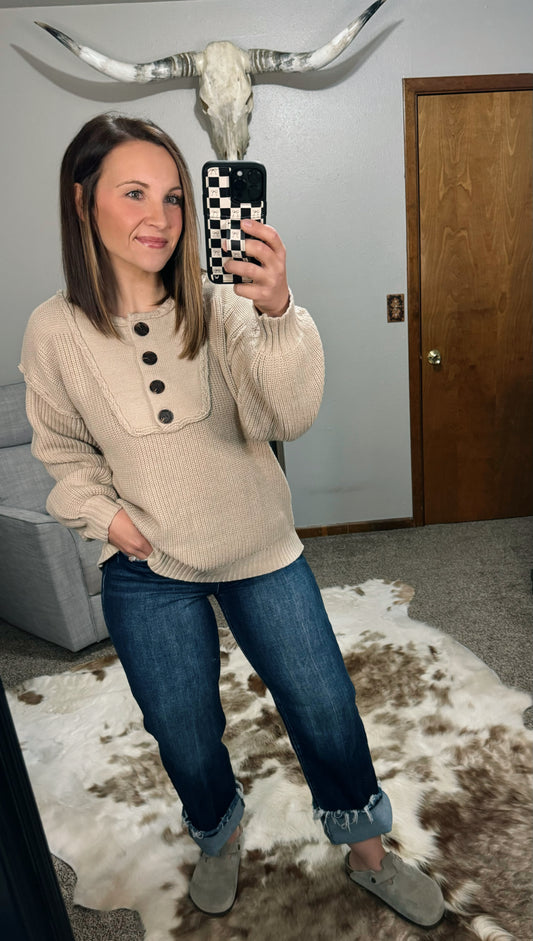 Button Up Henry Sweater