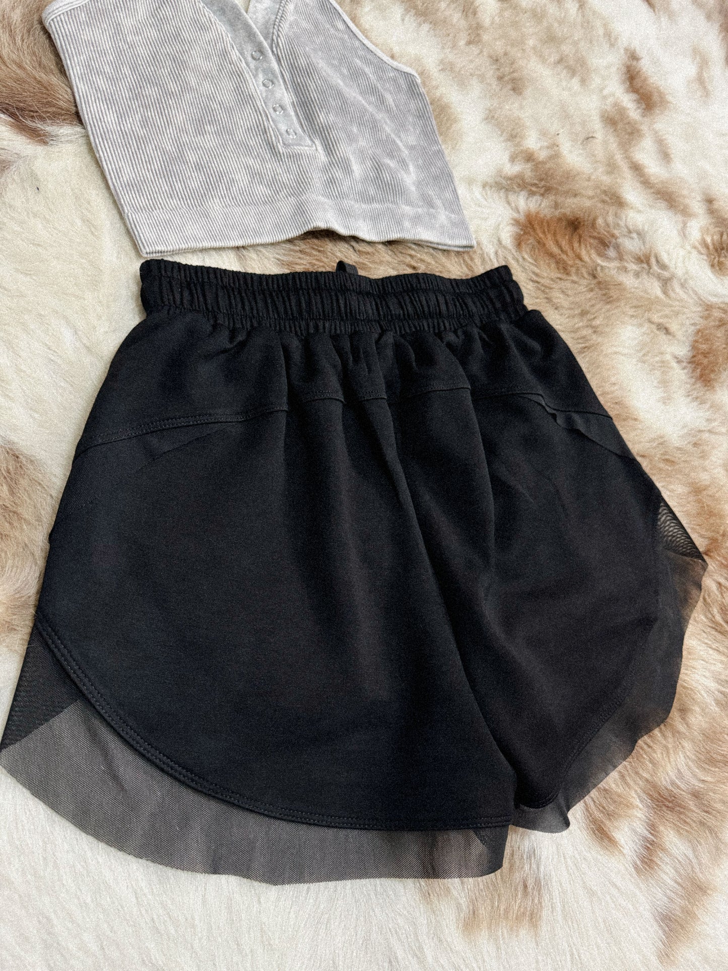 Mesh Layered Shorts - Black