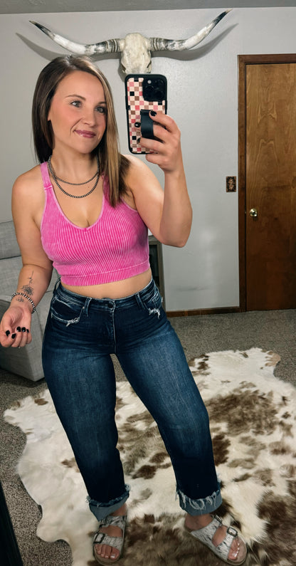 Ribbed Bra - Hot Pink