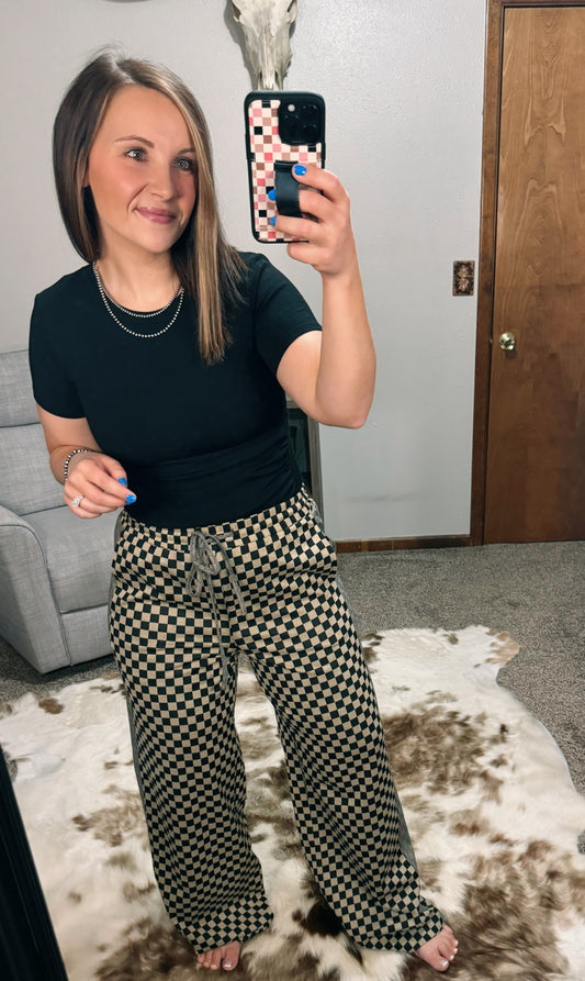 Checkered Pants - Mocha