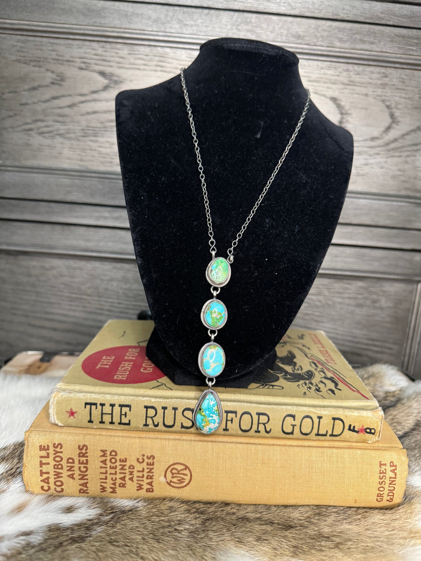 4 Stone Sonoran Gold Turquoise Necklace - Stamped