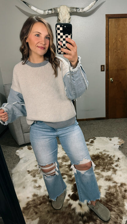 Denim Sweater Top