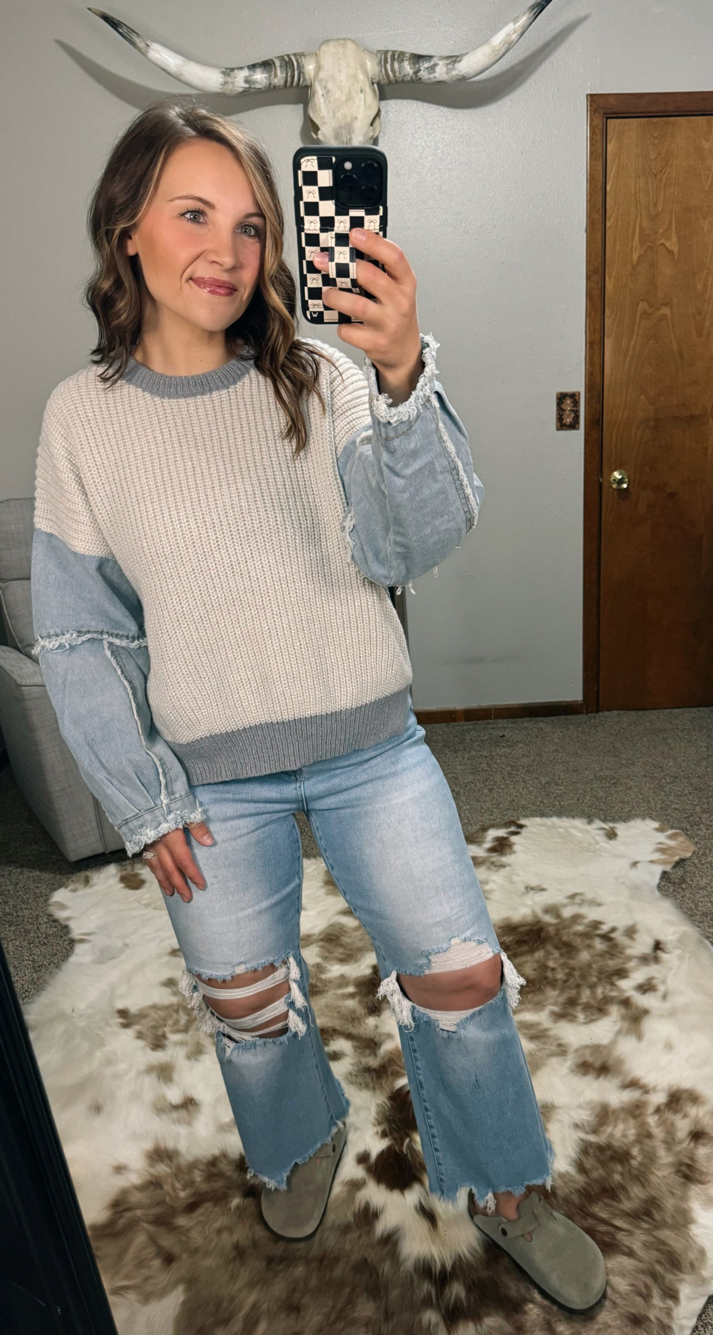 Denim Sweater Top