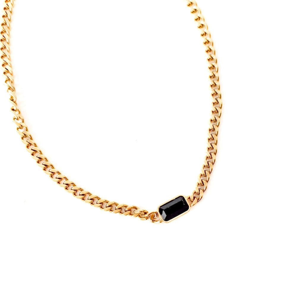 Black Stone Chain Necklace