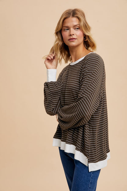 Striped Raglan Long Sleeve - Umber