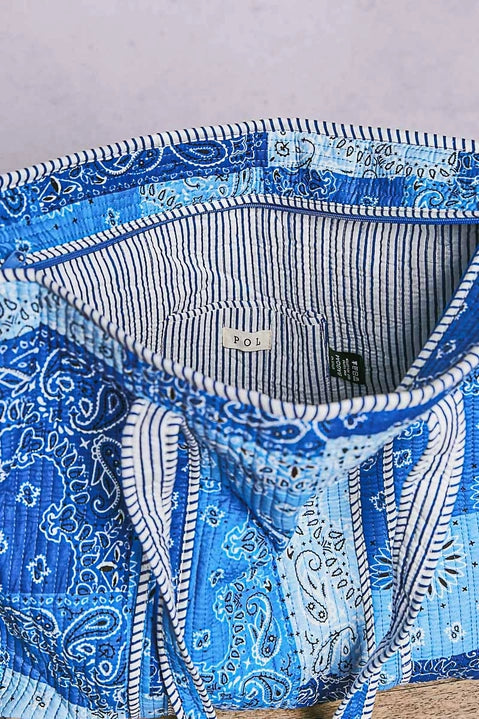 Paisley Printed Tote - Blue