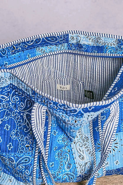 Paisley Printed Tote - Blue