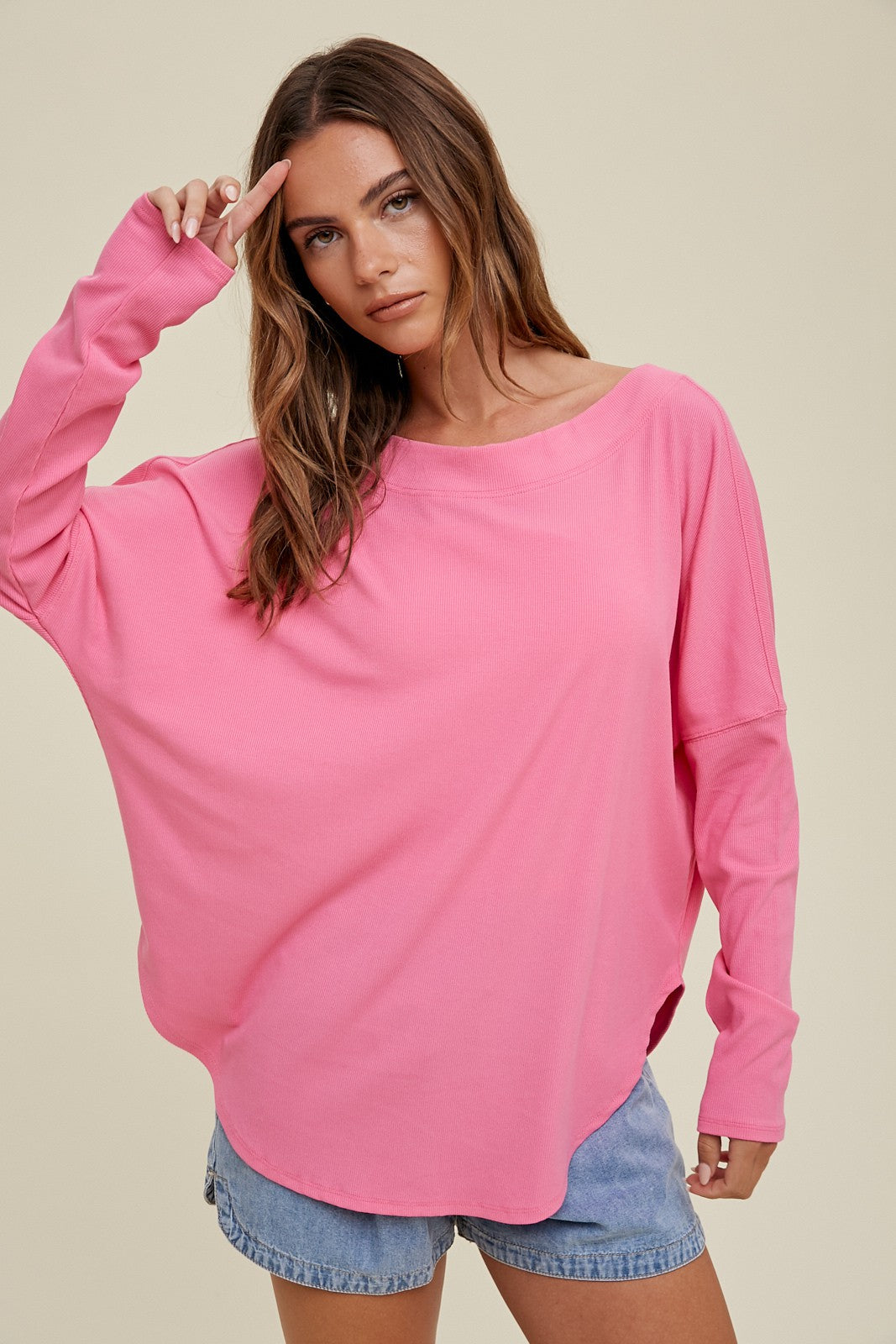 Ribbed Knit Top - Hibiscus