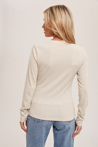 Ruched Detail Ribbed Top