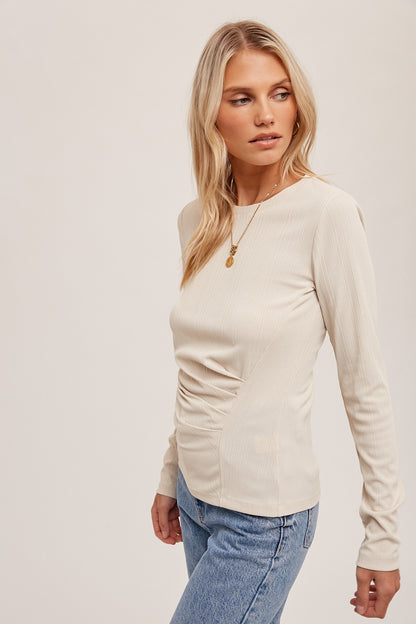 Ruched Detail Ribbed Top