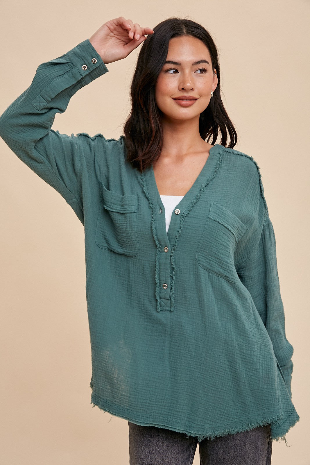 Gauze Placket Blouse